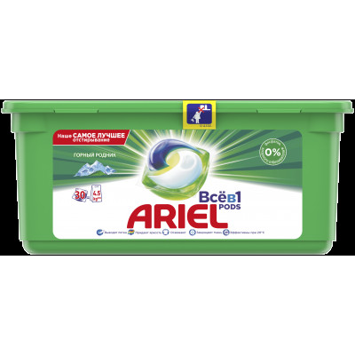 ARIEL Авт Гель СМС жидк. в растворимых капсулах Liquid Capsules Горный родник 12X22.8г