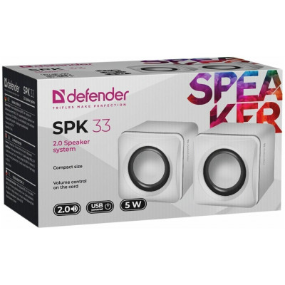 Компактная акустика 2.0 Defender SPK 33 белый USB