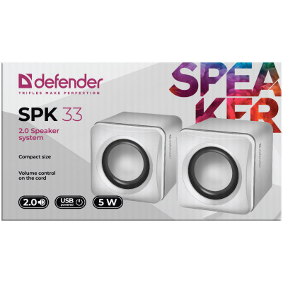 Компактная акустика 2.0 Defender SPK 33 белый USB