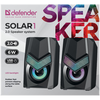 Компактная акустика 2.0 Defender Solar 1 черный
