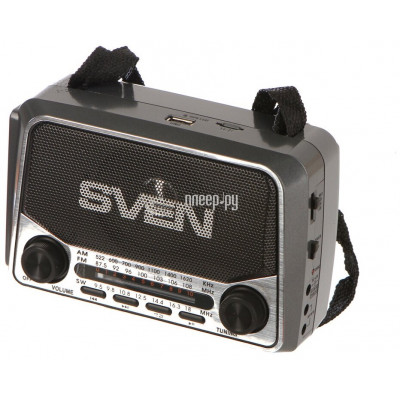 SVEN Радиоприемник SRP-525 красный (3W, FM/AM/SW, USB, microSD, flashlight, battery)