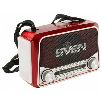 SVEN Радиоприемник SRP-525 красный (3W, FM/AM/SW, USB, microSD, flashlight, battery)