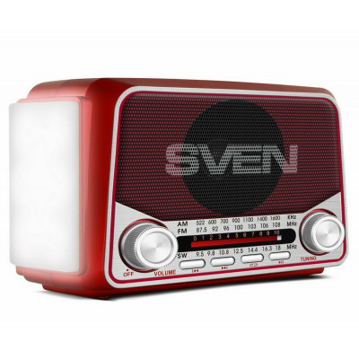 SVEN Радиоприемник SRP-525 красный (3W, FM/AM/SW, USB, microSD, flashlight, battery)