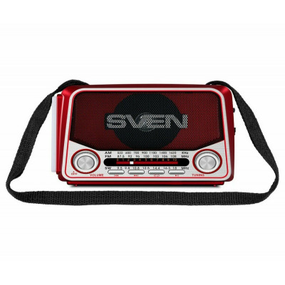 SVEN Радиоприемник SRP-525 красный (3W, FM/AM/SW, USB, microSD, flashlight, battery)