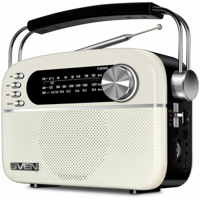 SVEN Радиоприемник SRP-505 белый (3WT, Bluetooth, FM/AM/SW, USB, microSD, AUX)