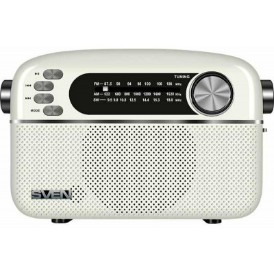 SVEN Радиоприемник SRP-505 белый (3WT, Bluetooth, FM/AM/SW, USB, microSD, AUX)