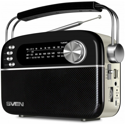 SVEN Радиоприемник SRP-505 белый (3WT, Bluetooth, FM/AM/SW, USB, microSD, AUX)