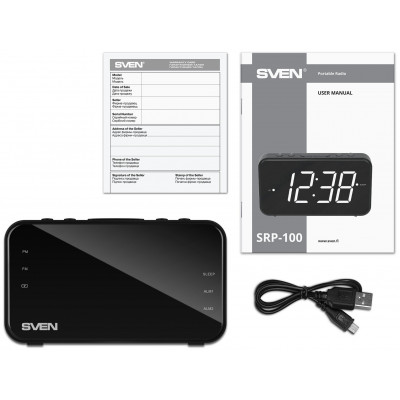 SVEN Радиоприемник SRP-100, black (2W,FM,LED)