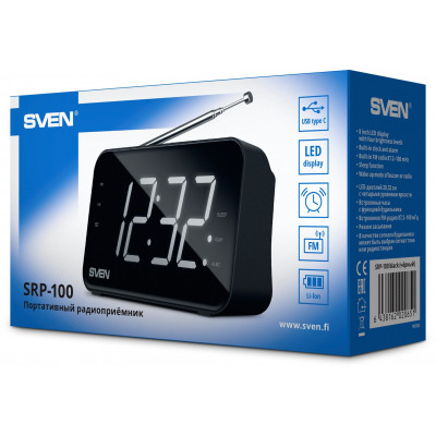 SVEN Радиоприемник SRP-100, black (2W,FM,LED)