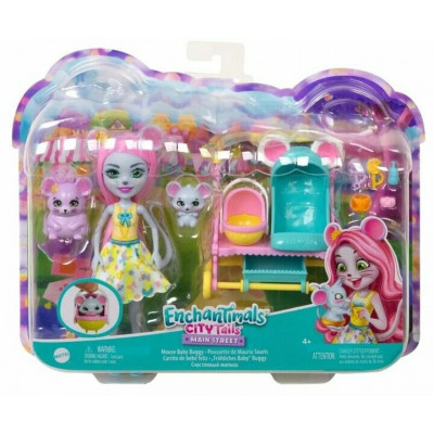 Игровой набор Mattel Enchantimals Мышка Маурия с мышатами и коляской HKR57