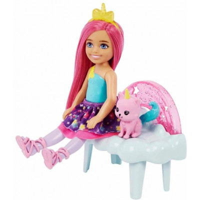 Кукла-модель Mattel Кукла Челси с котенком HLC27, 13 см аксессуары в комплекте, руки и ноги подвижные