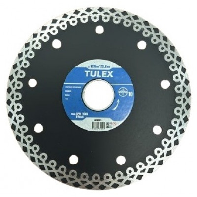 Круг отрезной алмазный TULEX 8010125 супертонкий, влажная резка, сплошной, для УШМ, 125мм*22,2мм