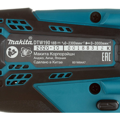 Аккумуляторный ударный гайковерт Makita DTW190Z, без аккумулятора