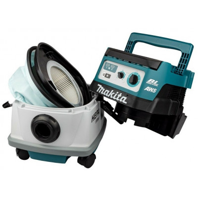 Профессиональный пылесос Makita DVC864LZ, 320 Вт, голубой/белый