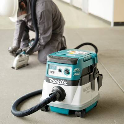 Профессиональный пылесос Makita DVC864LZ, 320 Вт, голубой/белый