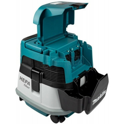 Профессиональный пылесос Makita DVC864LZ, 320 Вт, голубой/белый