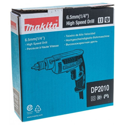 Безударная дрель Makita DP2010, 370 Вт зеленый