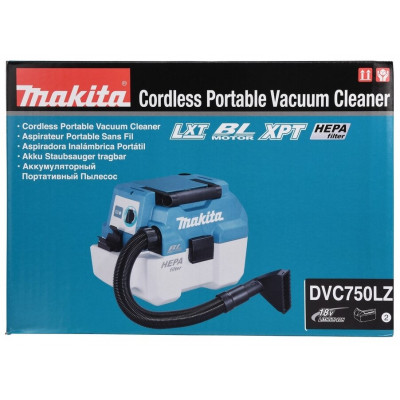 Профессиональный пылесос Makita DVC750LZ, синий/белый/черный