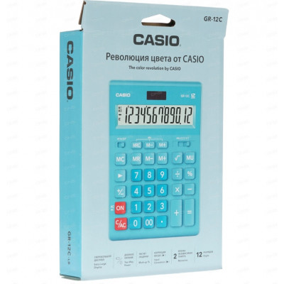 Калькулятор настольный CASIO GR-12C-LB-W-EP бирюза