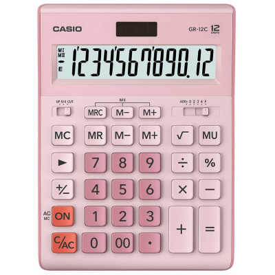 Калькулятор настольный CASIO GR-12C-WR-W-EP бордовый