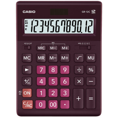 Калькулятор настольный CASIO GR-12C-WR-W-EP бордовый