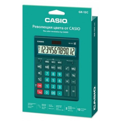 Калькулятор настольный CASIO GR-12C-WR-W-EP бордовый