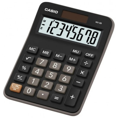 Калькулятор CASIO настольный MX-8B-BK-W-EC, 8-разрядный, черный