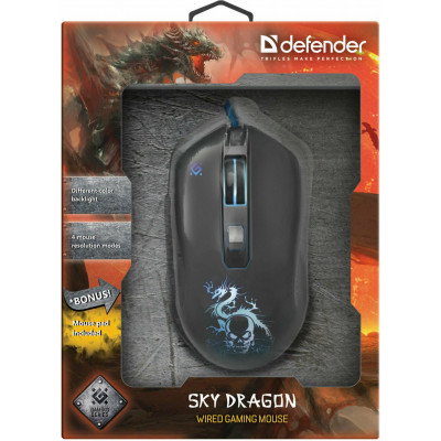 Мышь игровая Defender Sky Dragon GM-090L (Коврик в комплекте)