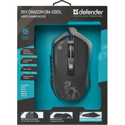 Мышь игровая Defender Sky Dragon GM-090L (Коврик в комплекте)