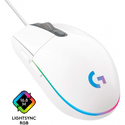 Мышь игровая Logitech G102 LIGHTSYNC WHITE 8000dpi/USB/2М/RGB (910-005824)