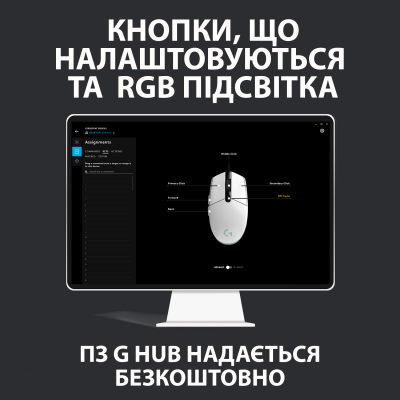 Мышь игровая Logitech G102 LIGHTSYNC WHITE 8000dpi/USB/2М/RGB (910-005824)