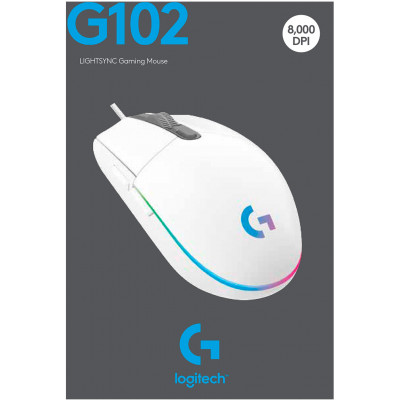 Мышь игровая Logitech G102 LIGHTSYNC WHITE 8000dpi/USB/2М/RGB (910-005824)