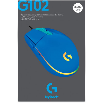 Мышь игровая Logitech G102 LIGHTSYNC BLUE 8000dpi/USB/2М/RGB (910-005801)