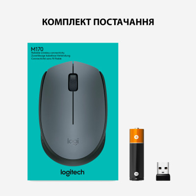 Мышка беспроводная Logitech M170 Grey-K (910-004642)