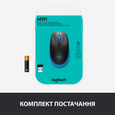 Мышка беспроводная Logitech M190 Blue (черный/синий) - 2.4GHZ /EMEA(910-005907)