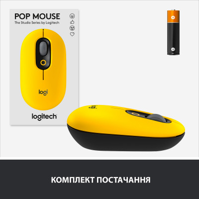 Мышка беспроводная Logitech POP with Emoji-BLAST YELLOW 2.4GHZ/BT/N/A (910-006546)