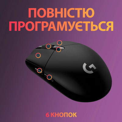 Мышка игровая беспроводная LOGITECH G305 LIGHTSPEED BLACK 12000dpi/BT/RGB/99g (910-005282)