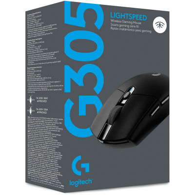 Мышка игровая беспроводная LOGITECH G305 LIGHTSPEED BLACK 12000dpi/BT/RGB/99g (910-005282)