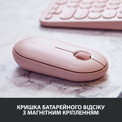 Мышка беспроводная Logitech Pebble M350  - ROSE - 2.4GHZ/BT - EMEA - CLOSED BOX(910-005717)