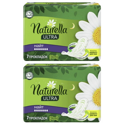 NATURELLA Ultra Женские гигиенические прокладки ароматизиров Camomile Night with wings Duo 56шт NATURELLA Ultra Женские гигиенические прокладки ароматизиров Camomile Night with wings Duo 56шт