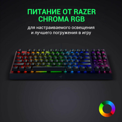 Клавиатура игровая Razer BlackWidow V3 TKL Мех/Green Switch/Черный/RGB (RZ03-03490700-R3R1)