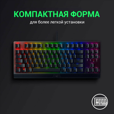 Клавиатура игровая Razer BlackWidow V3 TKL Мех/Green Switch/Черный/RGB (RZ03-03490700-R3R1)