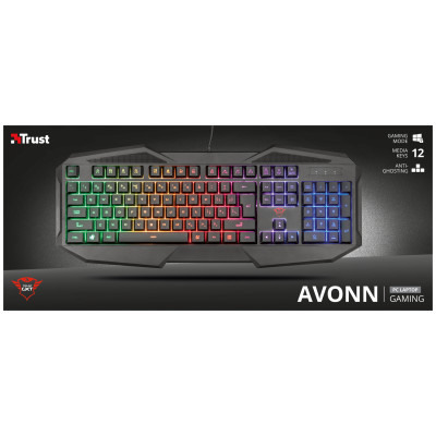 Клавиатура игровая Trust RU GXT830-RW AVONN GAMING KB черный