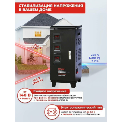 Стабилизатор напряжения трехфазный РЕСАНТА ACH-6000/3-ЭМ