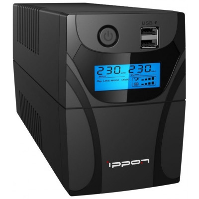 ИБП Ippon Back Power Pro II Euro 650, 650VA, 360Вт, AVR 162-290В, 2хEURO, управление по USB, RJ-45, LCD, без кабелей