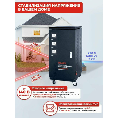 Стабилизатор напряжения трехфазный РЕСАНТА ACH-30000/3-ЭМ