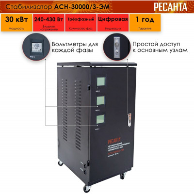 Стабилизатор напряжения трехфазный РЕСАНТА ACH-30000/3-ЭМ