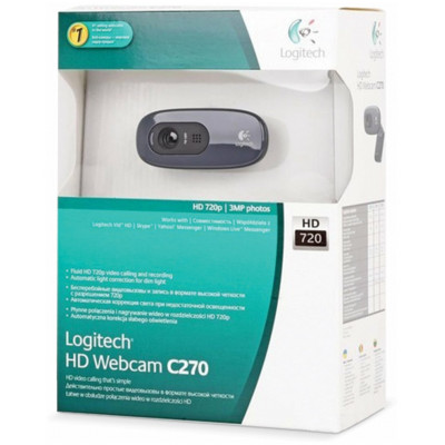 Веб-Камера Logitech HD C270 720P/3MP/PHOTO/USB 2.0/1.1 (960-001063)