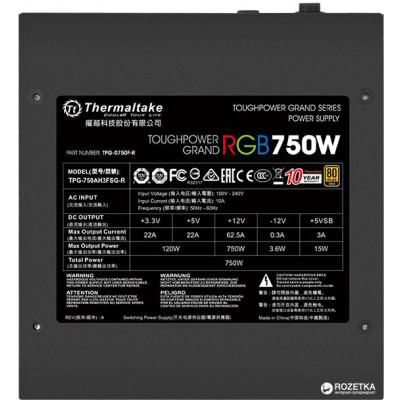 Блок питания Thermaltake Toughpower Grand RGB 750W, PS-TPG-0750FPCGEU-R