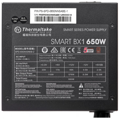 Блок питания Thermaltake Smart BX1 650W, PS-SPD-0650NNSABE-1